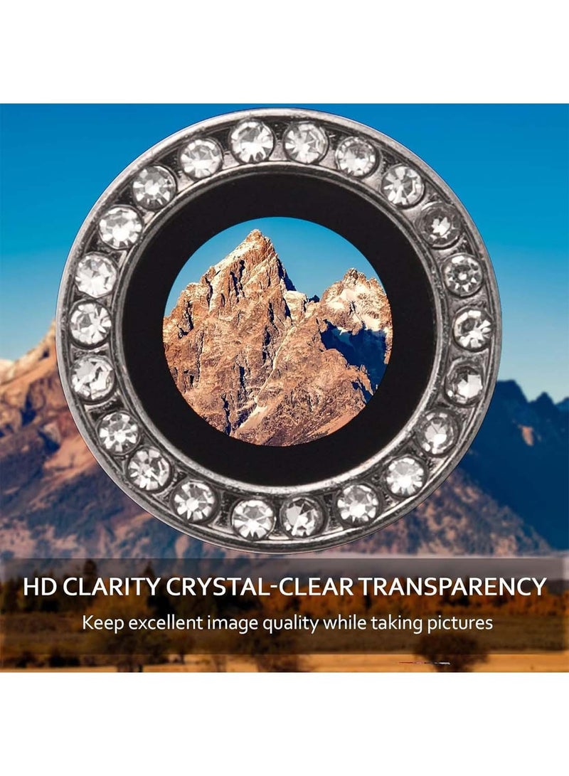 Wtech Apple iPhone 16 / iPhone 16 Plus 2024 Premium Luxury Diamond Chrome Alloy Ring Camera Lens Tempered Glass Protector Shield (MLHICL) - Clear/White - Image 3