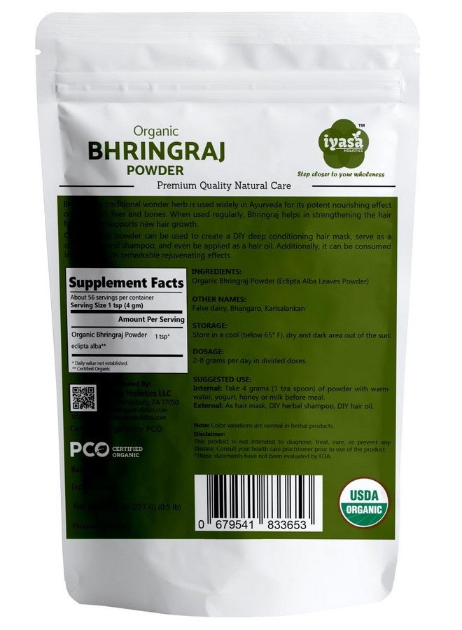 إياسا هوليستسكس مسحوق بهرينجراج العضوي (إكليبتا ألبا)، بهرينجراج، العناية بالشعر العشبي الطبيعي، مكونات زيت الشعر بنفسك، جودة ممتازة 227 جم (8 أونصة) (0.5 رطل) - Image 2