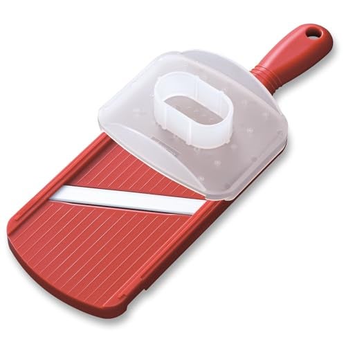 Kyocera Advanced Ceramic Adjustable Mandoline Vegetable Slicer w/ Handguard-Red 11" x 4" - Image 1