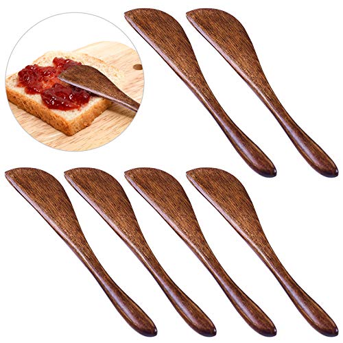 findTop 6 Pack Wooden Butter Knife, findTop 6 Inch Condiment Knives Wood Super Handy Kitchen Utensils Peanut Jelly Spreader - Image 1