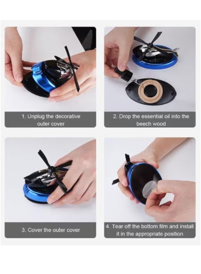 JAJEEK Car Air Freshener Helicopter Solar Energy Rotating Aromatherapy Diffuser, Aviation Aluminum Alloy Design, Interior Decoration Accessories for Car & Home, Car Perfumes to Relieve Stress, Air Purifier with Essential Oil Fragrance Tablets - Image 2