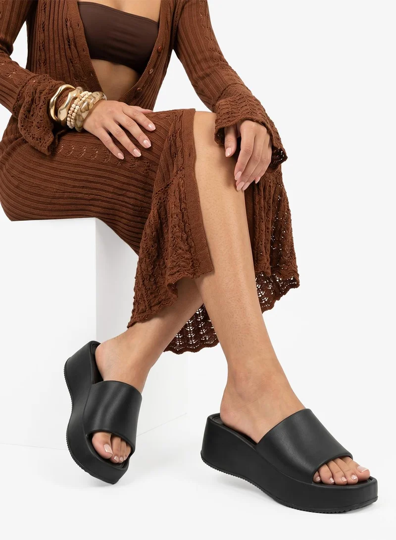 Ginger Black Thick Sole Sandals for Women | Best Price UAE