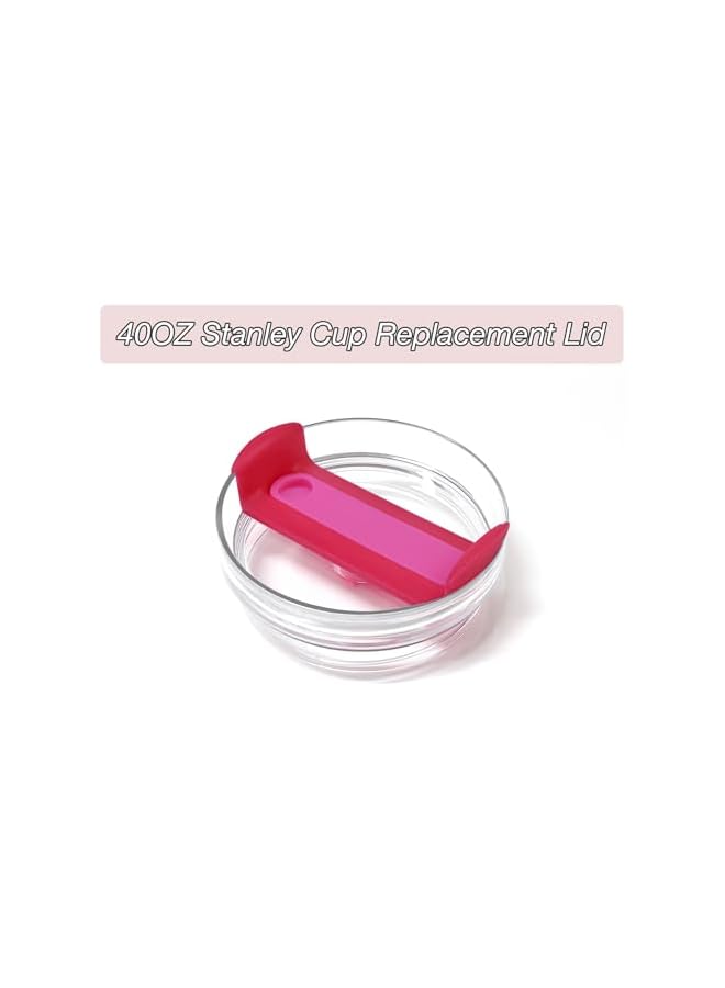 S-TOP 40oz Tumbler Lid for Stanley, Spill Proof Splash Resistant Tumbler Covers,Replacement cover for Stanley Cup Accessory(2 pack) (Rose red, 40oz), HS016 - Image 2