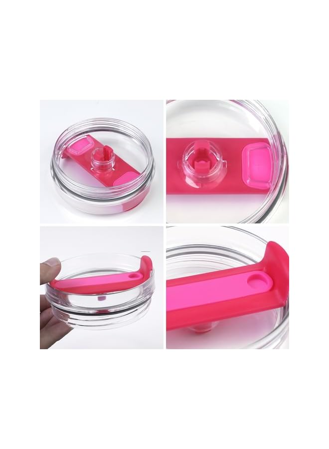 S-TOP 40oz Tumbler Lid for Stanley, Spill Proof Splash Resistant Tumbler Covers,Replacement cover for Stanley Cup Accessory(2 pack) (Rose red, 40oz), HS016 - Image 3