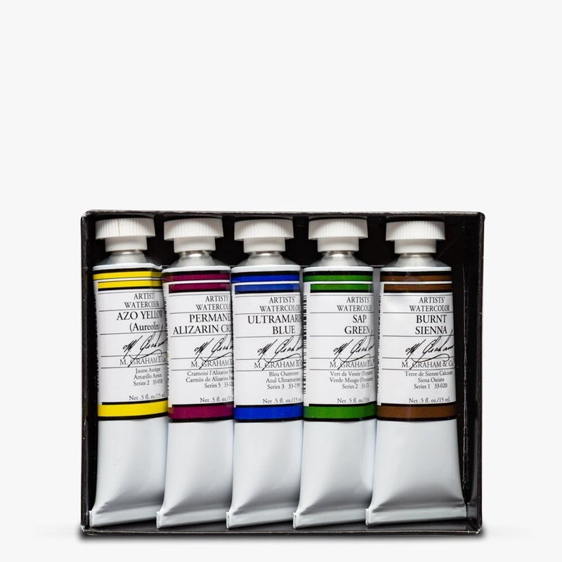 M. Graham & Co. Basic 5-Color Watercolor Paint Set - 1/2-Ounce Tubes - Image 2