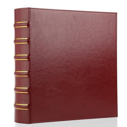 LETVPVOW Vintage Hardback 3 Ring Binder 2 Inch, Professional Leather Binder 3 Ring, Three Ring Binders Fits 8.5" x 11", D Ring Binders for Photo Album, Home, School and Office Supplies- Dark Red - Image 1