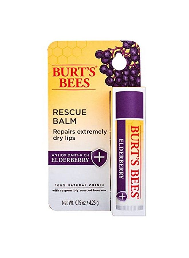 Burt's Bees 100% Natural Origin Rescue Lip Balm With Beeswax And Antioxidantrich Elderberry 1 Tube In Blister Box (Package May Vary) - Image 2