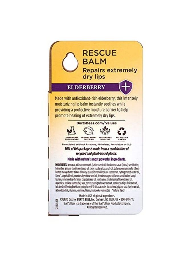 Burt's Bees 100% Natural Origin Rescue Lip Balm With Beeswax And Antioxidantrich Elderberry 1 Tube In Blister Box (Package May Vary) - Image 4