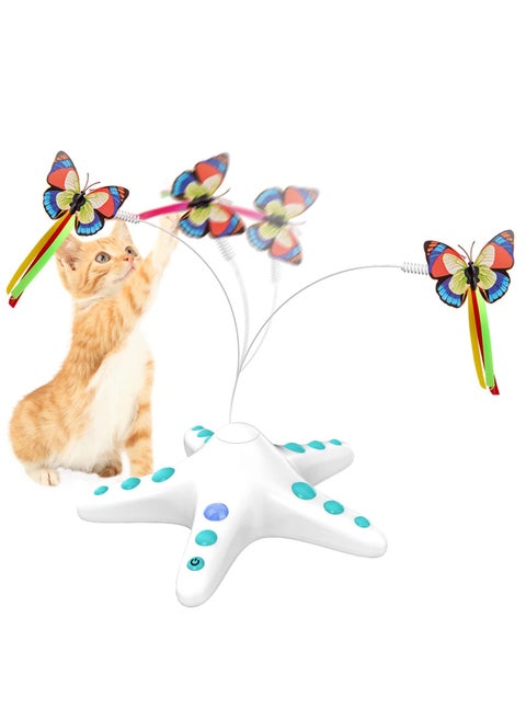 Interactive Cat Toy, Fluttering Butterfly, Moving Ambush Feather, 360 Degree Rotating Automatic Cat Toys for Indoor Cats, Electronic Butterfly Kitten Toys with Sensor Switch