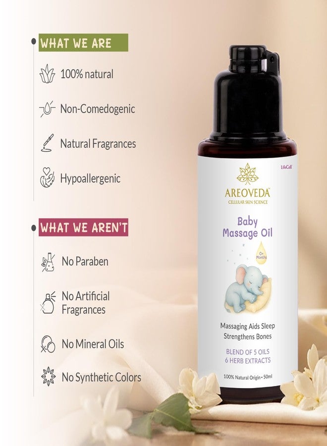 AreoVeda Organic Cold-Pressed Baby Massage Oil for Babies & Toddlers (50ml) | With Almond (Badam) & Sesame Oils | Non-Sticky & Quick-Absorbing | Massage Strengthens Bones, Aids Sleep - Image 4