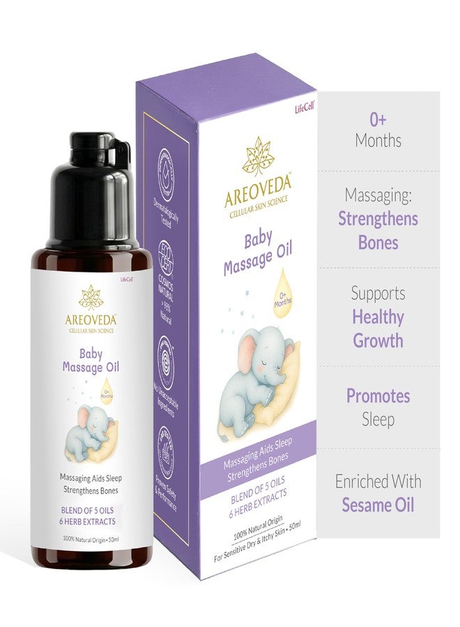 AreoVeda Organic Cold-Pressed Baby Massage Oil for Babies & Toddlers (50ml) | With Almond (Badam) & Sesame Oils | Non-Sticky & Quick-Absorbing | Massage Strengthens Bones, Aids Sleep - Image 1