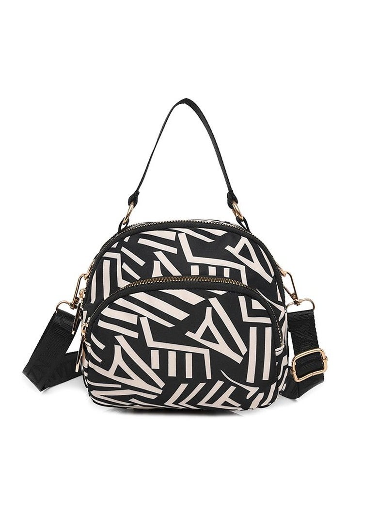 KUYING New Fashion Black Bottom White Stripe Printed One Shoulder Crossbody Bag  - Image 1