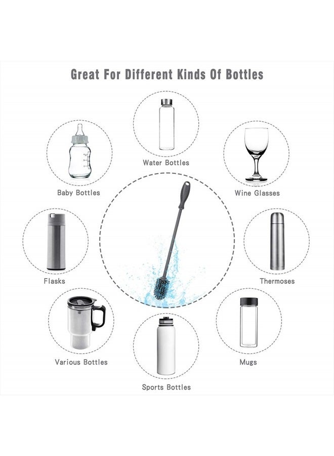 ddLUCK Silicone Bottle Cleaning Brush with Long Handle, 12.5" Water Bottle Cleaner for Baby Bottles, Hydro Flask, Sports Bottle, Vase, Glassware, Perfect for Smaller Diameter Bottle Openings (One Pack) - Image 5