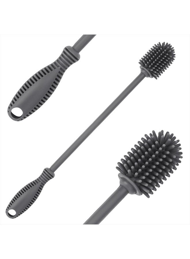ddLUCK Silicone Bottle Cleaning Brush with Long Handle, 12.5" Water Bottle Cleaner for Baby Bottles, Hydro Flask, Sports Bottle, Vase, Glassware, Perfect for Smaller Diameter Bottle Openings (One Pack) - Image 1