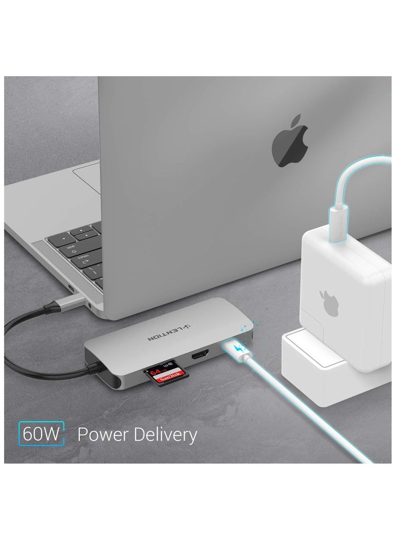 Lention LENTION USB C Hub with 4K HDMI, VGA, SD/Micro SD Card Reader, 3 USB 3.0 & Type C Charging Compatible 2021-2016 MacBook Pro, New Mac Air/Surface, More, Stable Driver Adapter (CB-CE55, Space Gray)  - Image 3