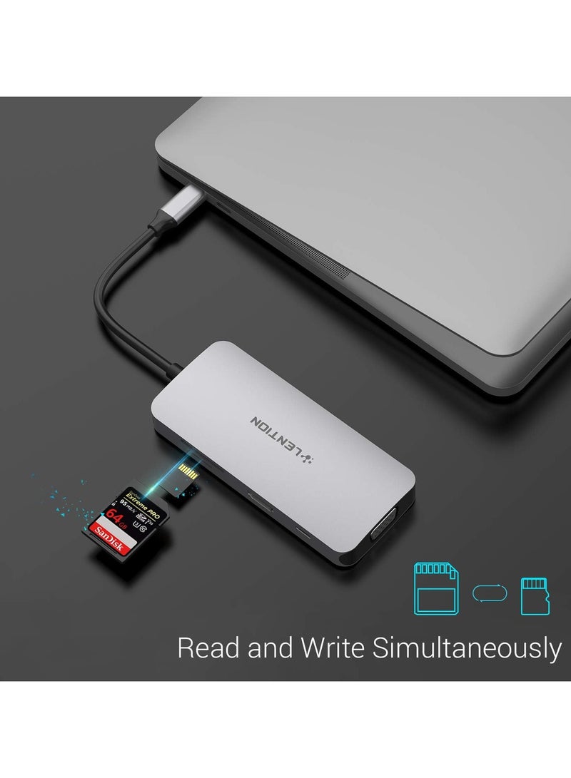 Lention LENTION USB C Hub with 4K HDMI, VGA, SD/Micro SD Card Reader, 3 USB 3.0 & Type C Charging Compatible 2021-2016 MacBook Pro, New Mac Air/Surface, More, Stable Driver Adapter (CB-CE55, Space Gray)  - Image 2