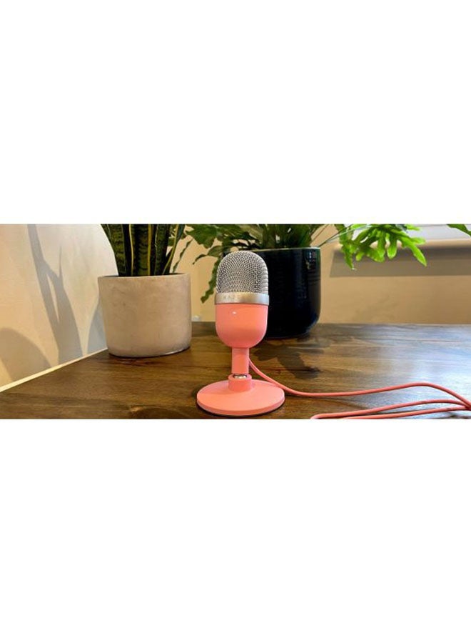 RAZER Seiren Mini - USB Condenser Microphone for Streaming (Compact with Supercardioid Polar Pattern, Tiltable Stand, Integrated Shock Absorber) Quartz/Pink Wired - Image 3