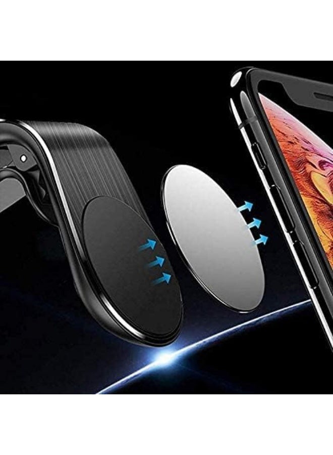 حامل موبايل مغناطيسي للسيارة، مثبت على فتحات التكييف متوافق مع آيفون وسامسونج وجميع الهواتف الذكية، مغناطيس قوي لتثبيت الهاتف Hands-Free (أسود) - Image 4
