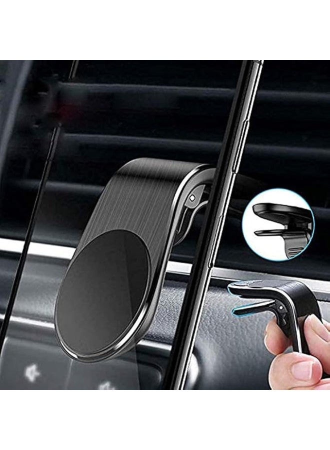 حامل موبايل مغناطيسي للسيارة، مثبت على فتحات التكييف متوافق مع آيفون وسامسونج وجميع الهواتف الذكية، مغناطيس قوي لتثبيت الهاتف Hands-Free (أسود) - Image 1