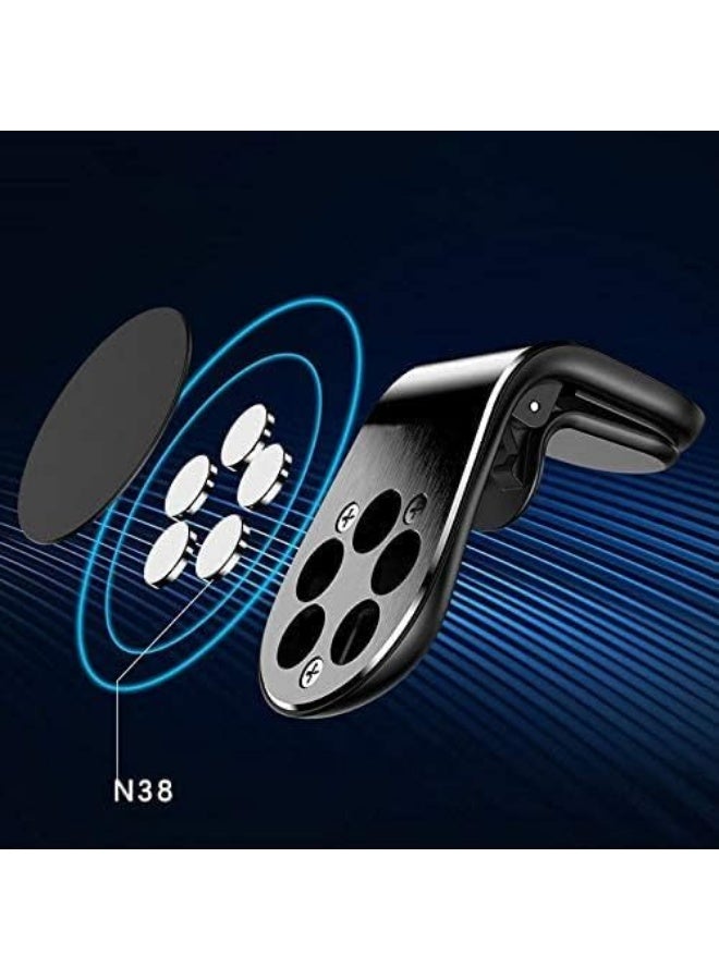 حامل موبايل مغناطيسي للسيارة، مثبت على فتحات التكييف متوافق مع آيفون وسامسونج وجميع الهواتف الذكية، مغناطيس قوي لتثبيت الهاتف Hands-Free (أسود) - Image 3