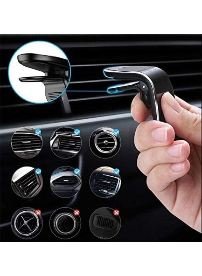 حامل موبايل مغناطيسي للسيارة، مثبت على فتحات التكييف متوافق مع آيفون وسامسونج وجميع الهواتف الذكية، مغناطيس قوي لتثبيت الهاتف Hands-Free (أسود) - Image 2
