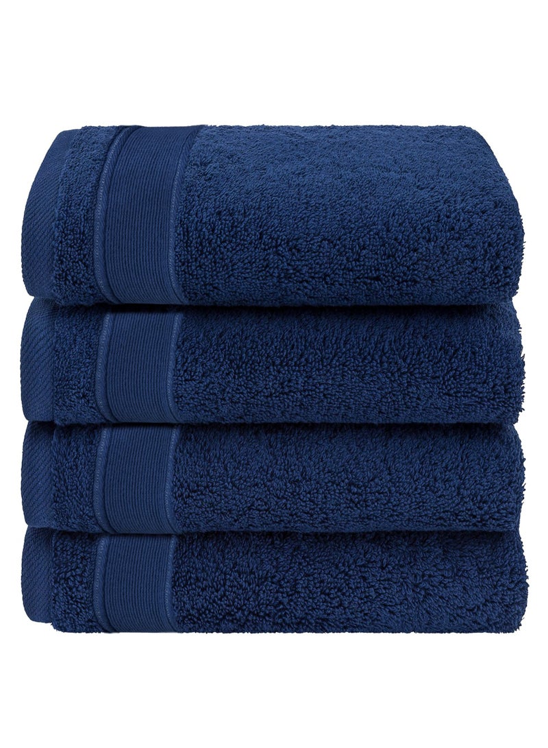 Luxury Set Of 4 Hand Towels 35cm X 70cm, Ultra Thick Premium Cotton Super Soft & Highly Absorbent Towels for Bathroom, Shower, Home, Luxury Hotel & Spa Quality Towels (Navy Blue)