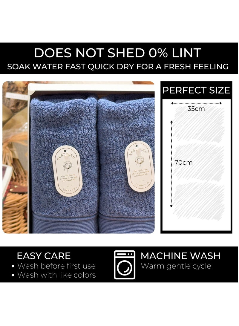 Luxury Set Of 4 Hand Towels 35cm X 70cm, Ultra Thick Premium Cotton Super Soft & Highly Absorbent Towels for Bathroom, Shower, Home, Luxury Hotel & Spa Quality Towels (Navy Blue)
