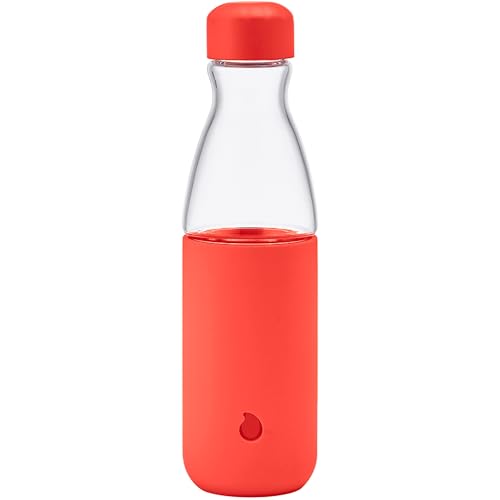 S'well Swell Glass Original Water Bottle 18oz Radiant Coral Borosilicate Glass Bottle With Protective Silicone Sleeve Zero Plastic Leakproof BPA Free - Image 1