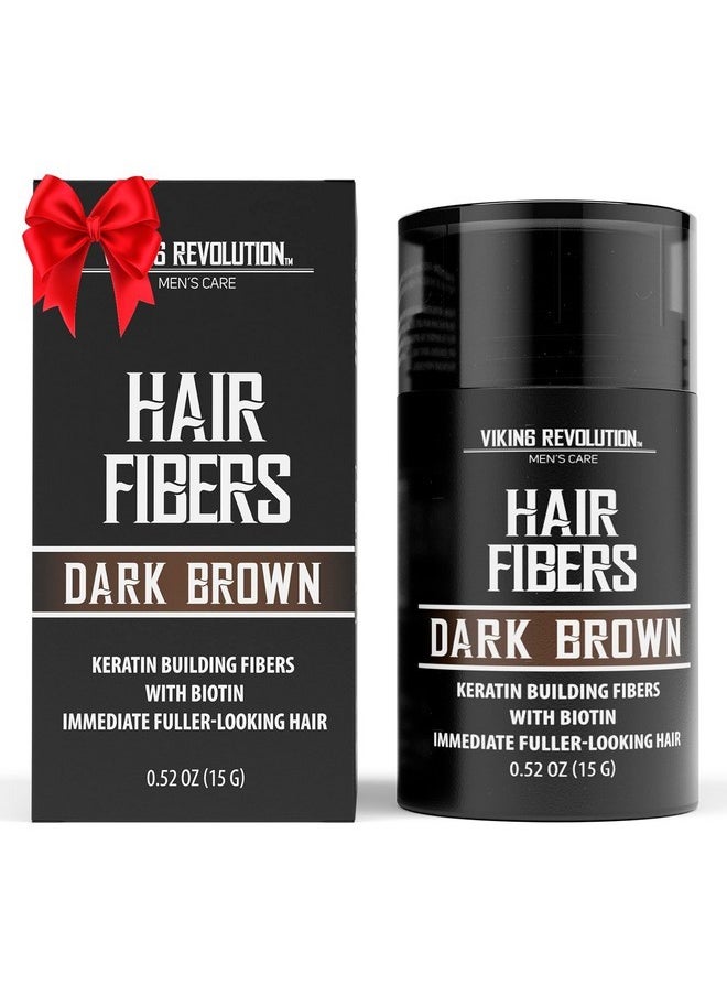 Viking Revolution Viking Revolution Dark Brown Hair Fibers for Thinning Hair Men - Thick Fiber for Bald Spot Cover Up - Hair Building Fibers with Kerating and Biotin - Hair Fiber for Men for a Fuller Look (0.52oz)  - Image 1