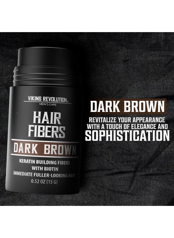 Viking Revolution Viking Revolution Dark Brown Hair Fibers for Thinning Hair Men - Thick Fiber for Bald Spot Cover Up - Hair Building Fibers with Kerating and Biotin - Hair Fiber for Men for a Fuller Look (0.52oz)  - Image 4
