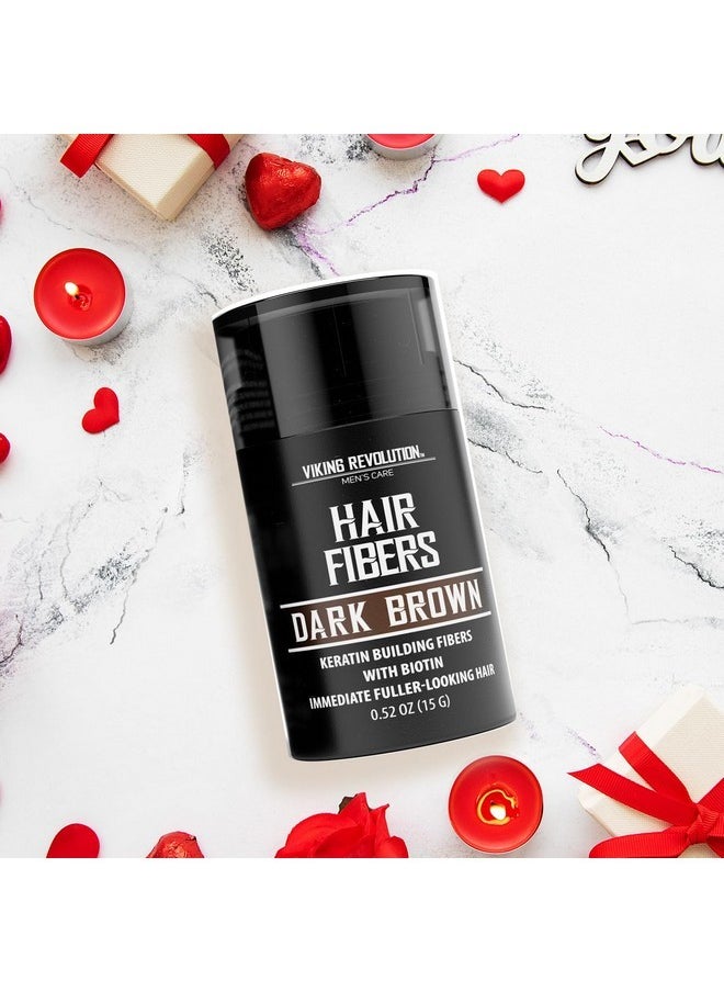 Viking Revolution Viking Revolution Dark Brown Hair Fibers for Thinning Hair Men - Thick Fiber for Bald Spot Cover Up - Hair Building Fibers with Kerating and Biotin - Hair Fiber for Men for a Fuller Look (0.52oz)  - Image 3