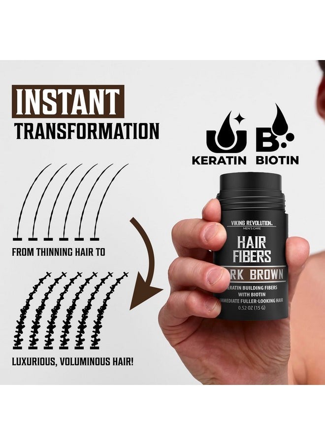 Viking Revolution Viking Revolution Dark Brown Hair Fibers for Thinning Hair Men - Thick Fiber for Bald Spot Cover Up - Hair Building Fibers with Kerating and Biotin - Hair Fiber for Men for a Fuller Look (0.52oz)  - Image 5