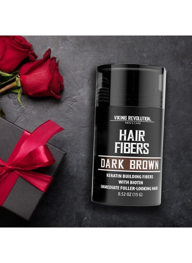 Viking Revolution Viking Revolution Dark Brown Hair Fibers for Thinning Hair Men - Thick Fiber for Bald Spot Cover Up - Hair Building Fibers with Kerating and Biotin - Hair Fiber for Men for a Fuller Look (0.52oz)  - Image 2