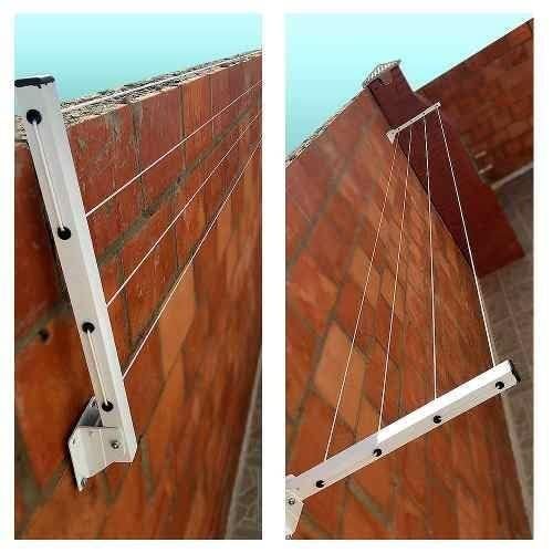 ERHETUS Heavy Duty Wall Mount Cloth Drying Stand Foldable Collapsible Cloth Dryer Hanger Metal Clothes Dry Rack for Home Balcony Indoor Outdoor with 40 Feet Rope and Fasteners 4 Tier - Image 4