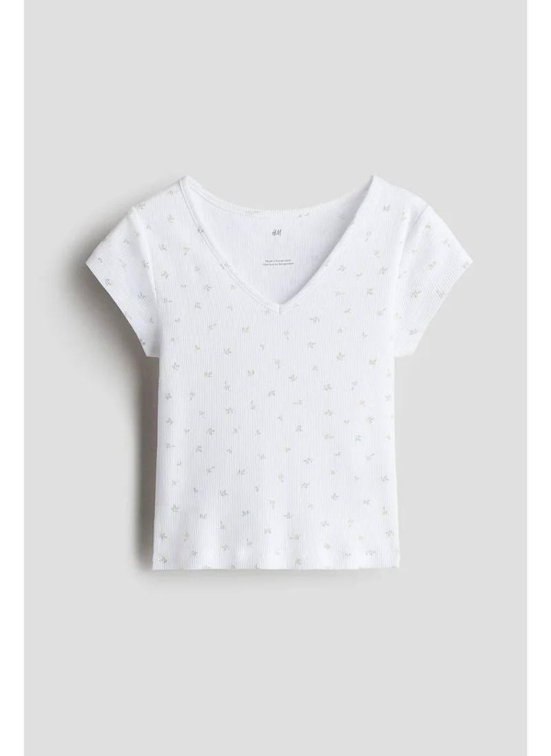H&M Ribbed cotton jersey top