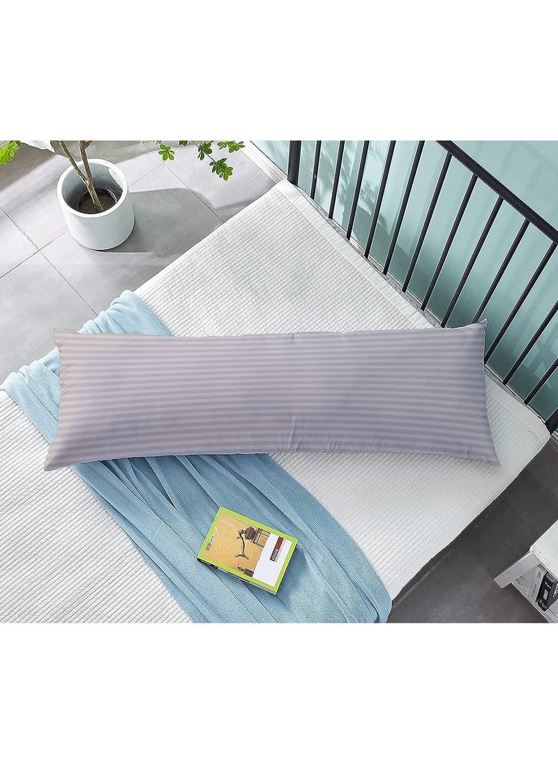DubaiGallery Long Body Pillow 1pc, Fabric: 100% Polyester 85 GSM Microfiber 1 cm Stripe Super Soft, Filling: 1300 gm Hollow Fiber Comfort, Breathable & Ultra Soft , Size: 45 x 120 cm  - Image 1