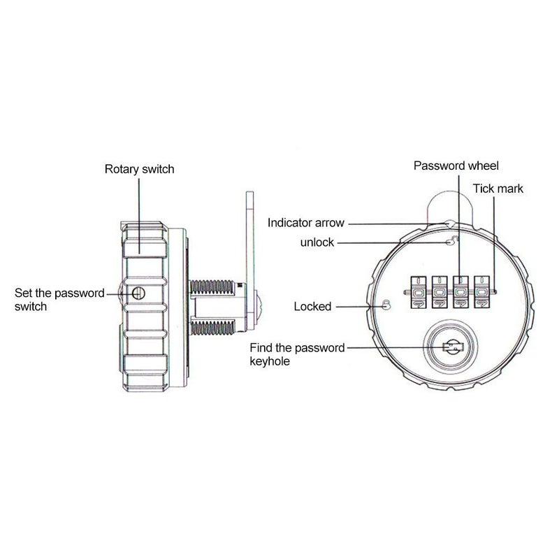 Digital Zinc Alloy Code Combination Cabinet Safe Lock With Keys 100 Code Digital Lock For Tool Boxes Drawers Mailboxes School Lockers Installation Thickness 20mm - Image 3