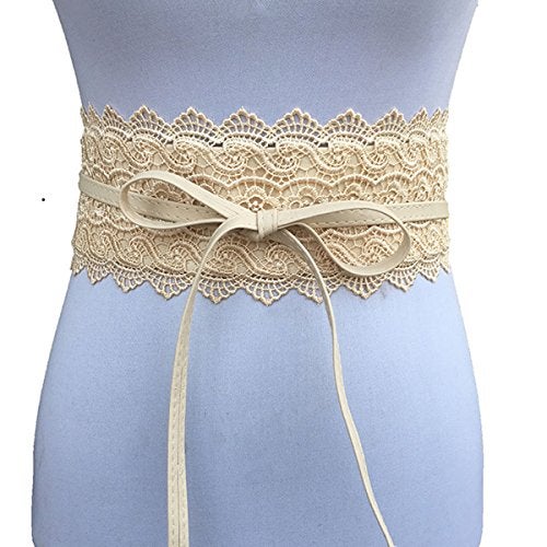 Toptim Women's Belt Bow Tie Wrap Faux Leather Band Corset 3-Pack (Black-Coffee-Beige) - Image 5