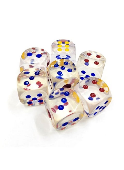 24Mm Jumbo Dice With Colored Dots 6Sided Transparent Dice Fun Sixsided Gaming Dice For Farkle Ten Thousand Chohan And Other Dice Games (Set Of 10)