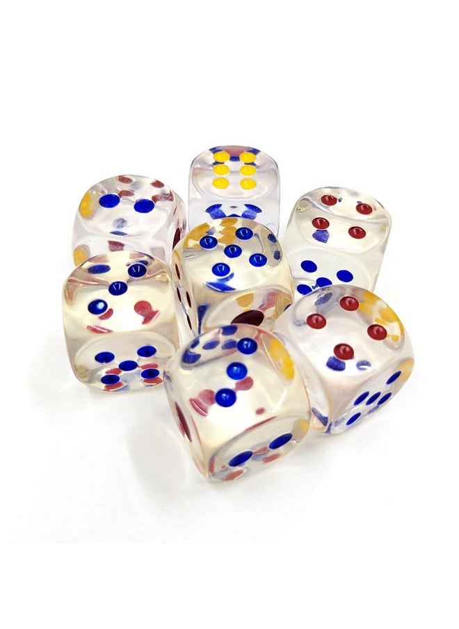 GFDAY - 24Mm Jumbo Dice With Colored Dots 6Sided Transparent Dice Fun Sixsided Gaming Dice For Farkle Ten Thousand Chohan And Other Dice Games (Set Of 10) - Image 1