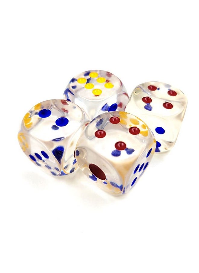 GFDAY - 24Mm Jumbo Dice With Colored Dots 6Sided Transparent Dice Fun Sixsided Gaming Dice For Farkle Ten Thousand Chohan And Other Dice Games (Set Of 10) - Image 1
