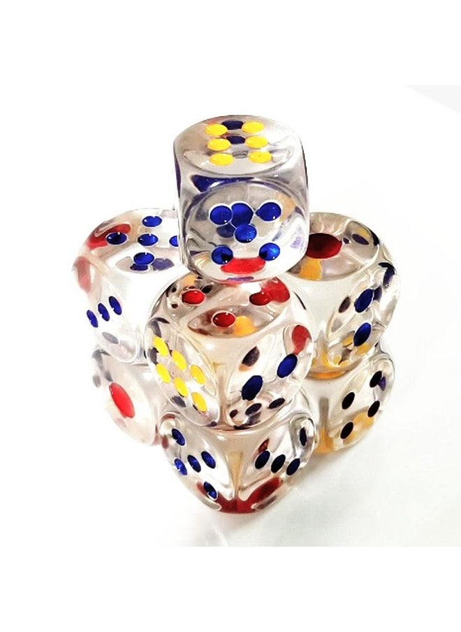 GFDAY - 24Mm Jumbo Dice With Colored Dots 6Sided Transparent Dice Fun Sixsided Gaming Dice For Farkle Ten Thousand Chohan And Other Dice Games (Set Of 10) - Image 1