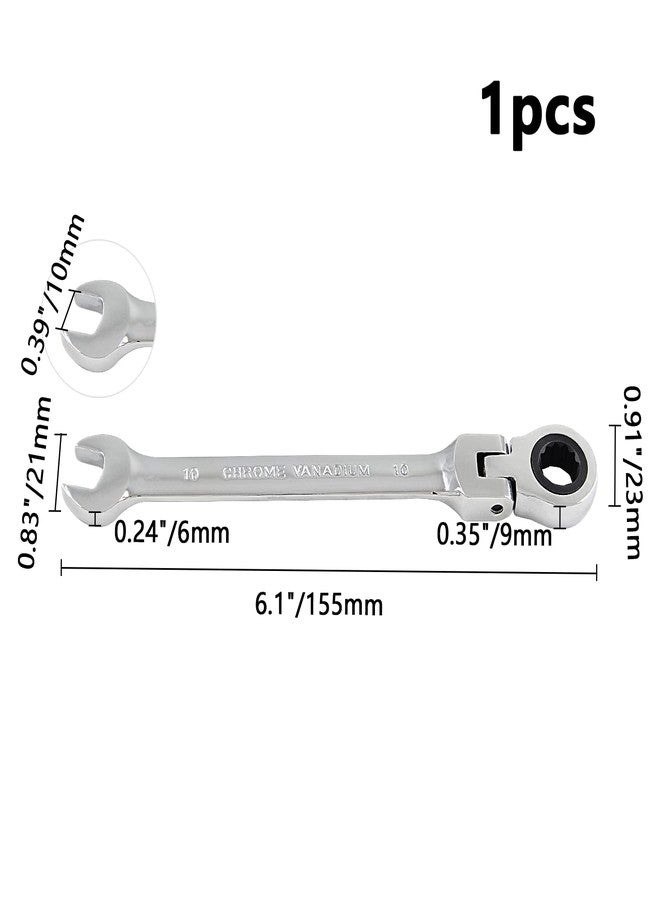 Rierdge 10mm 12 Point Flex Head Ratcheting Wrench, Metric Ratcheting Wrench with 72 Teeth & 5°Movement for Tight Space, 1 PCS - Image 2
