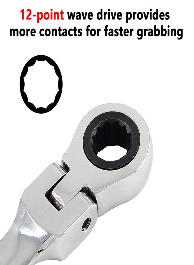 Rierdge 10mm 12 Point Flex Head Ratcheting Wrench, Metric Ratcheting Wrench with 72 Teeth & 5°Movement for Tight Space, 1 PCS - Image 3