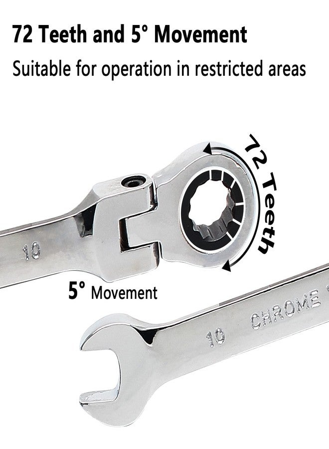 Rierdge 10mm 12 Point Flex Head Ratcheting Wrench, Metric Ratcheting Wrench with 72 Teeth & 5°Movement for Tight Space, 1 PCS - Image 4