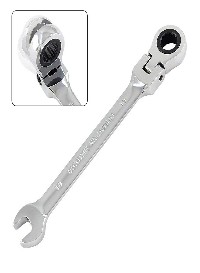 Rierdge 10mm 12 Point Flex Head Ratcheting Wrench, Metric Ratcheting Wrench with 72 Teeth & 5°Movement for Tight Space, 1 PCS - Image 1