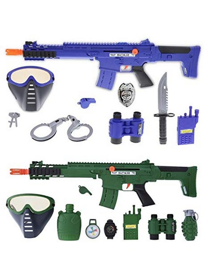 Mozlly Police Officer & Soldier Role Play Kit Toys Includes 9 Piece Pack Dress Up With Special Forces Or Police Costume Accessories Set Of 2 - Image 1