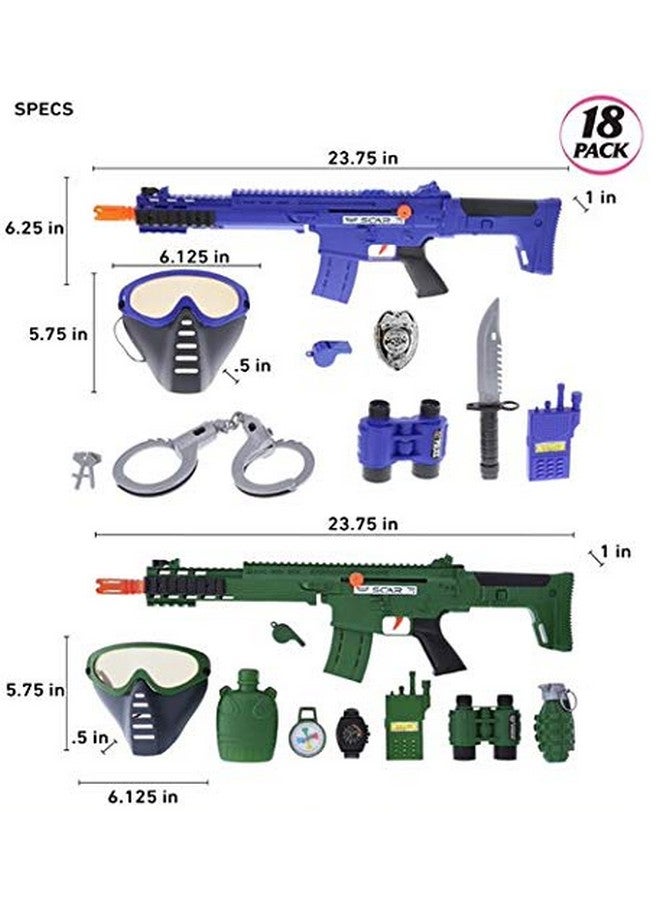 Mozlly Police Officer & Soldier Role Play Kit Toys Includes 9 Piece Pack Dress Up With Special Forces Or Police Costume Accessories Set Of 2 - Image 2