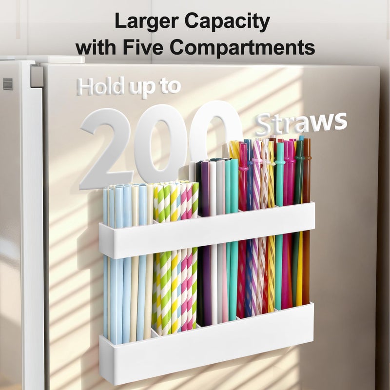 Rycid 9.6â€ Large Acrylic Straw Holder for Cabinet Door, Reusable Adjustable Two-Part Straws Organizer with Ultra Sticky Adhesive Strips, 2026 Straw Storage for Kitchen Cupboard - Image 3