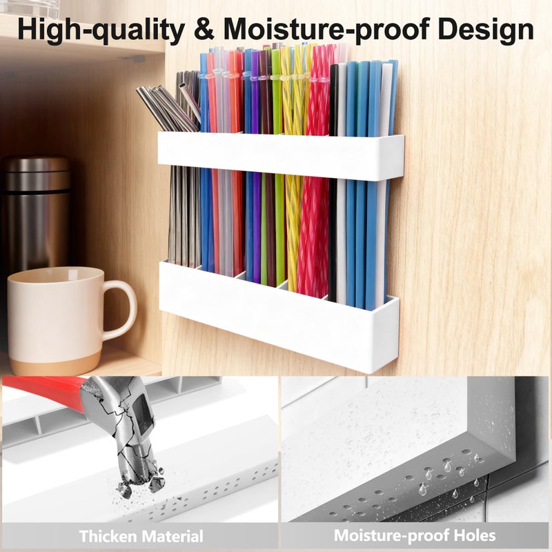 Rycid 9.6â€ Large Acrylic Straw Holder for Cabinet Door, Reusable Adjustable Two-Part Straws Organizer with Ultra Sticky Adhesive Strips, 2026 Straw Storage for Kitchen Cupboard - Image 5